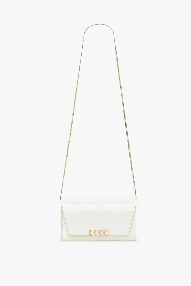 Shoulder Bags Women Victoria Beckham Exclusive Wallet On Chain In Ivory CrocEffect Leather