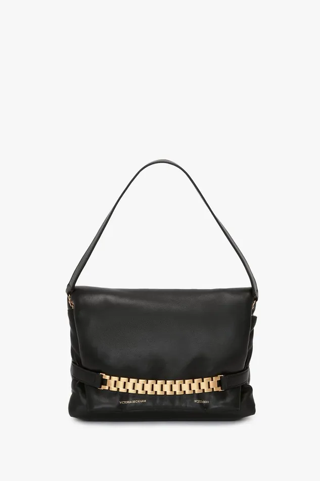 Shoulder Bags Women Victoria Beckham Puffy Chain Pouch With Strap In Black Leather