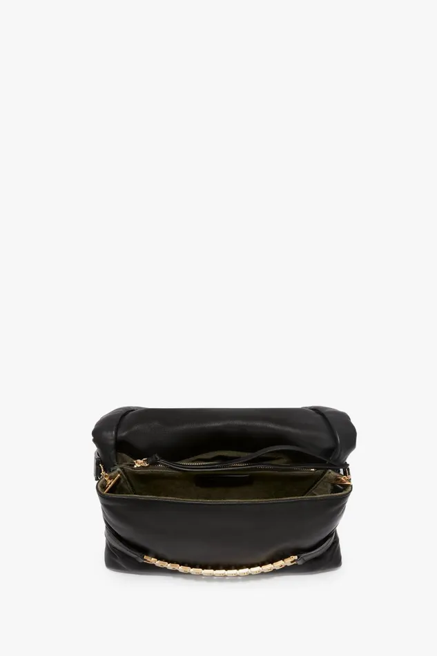 Shoulder Bags Women Victoria Beckham Puffy Chain Pouch With Strap In Black Leather