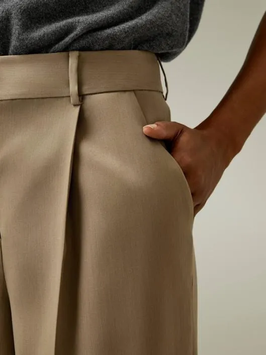 SilkWool Rolled Hem Flared Cropped Trousers Women Lilysilk Knitwear