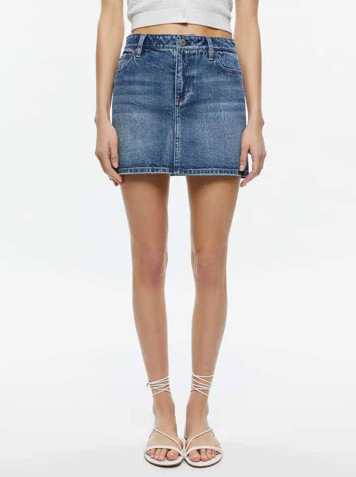 Skirts Women Alice Olivia Joss High Rise Buckle Back Mini Skirt Brooklyn Blue Skirts Women Alice Olivia Joss High Rise Buckle Back Mini Skirt Brooklyn Blue