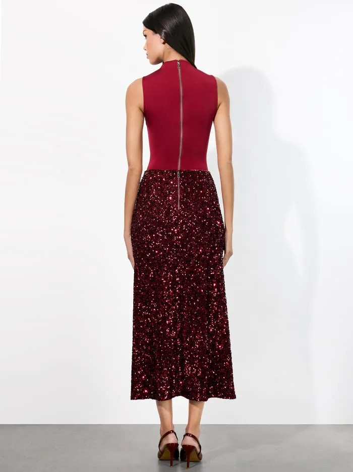 Skirts Women Alice Olivia Maeve Sequin Slip Skirt Garnet