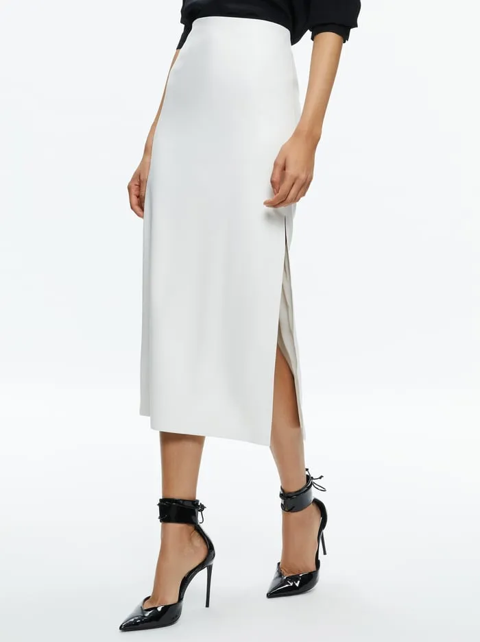 Skirts Women Alice Olivia Maeve Vegan Midi Skirt Off White