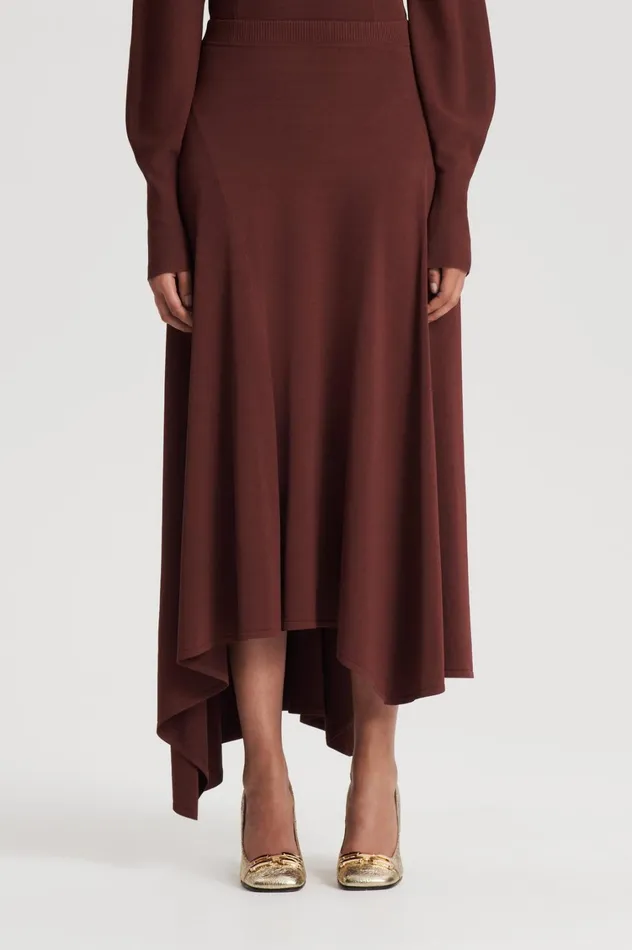 Skirts Women Scanlan Theodore DRAPE HEM SKIRT Burgundy Skirts Women Scanlan Theodore DRAPE HEM SKIRT Burgundy