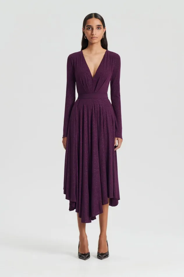 Skirts Women Scanlan Theodore TINSEL DRAPE SKIRT Aubergine