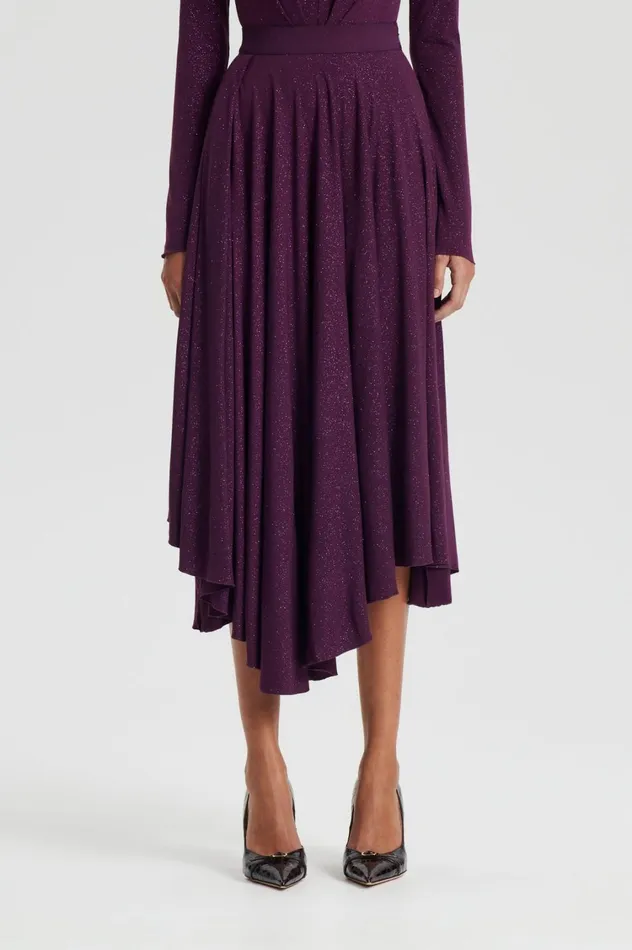 Skirts Women Scanlan Theodore TINSEL DRAPE SKIRT Aubergine Skirts Women Scanlan Theodore TINSEL DRAPE SKIRT Aubergine
