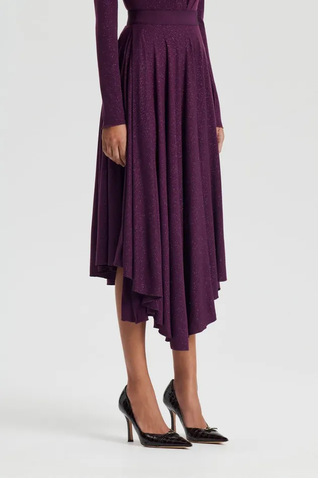 Skirts Women Scanlan Theodore TINSEL DRAPE SKIRT Aubergine Skirts Women Scanlan Theodore TINSEL DRAPE SKIRT Aubergine