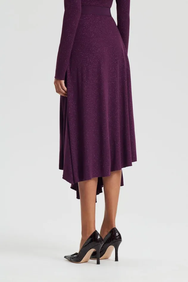Skirts Women Scanlan Theodore TINSEL DRAPE SKIRT Aubergine Skirts Women Scanlan Theodore TINSEL DRAPE SKIRT Aubergine