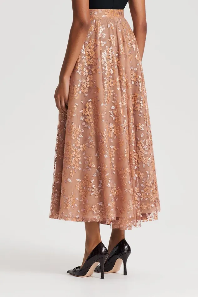 Skirts Women Scanlan Theodore TINSEL FLORAL SKIRT Spice Skirts Women Scanlan Theodore TINSEL FLORAL SKIRT Spice