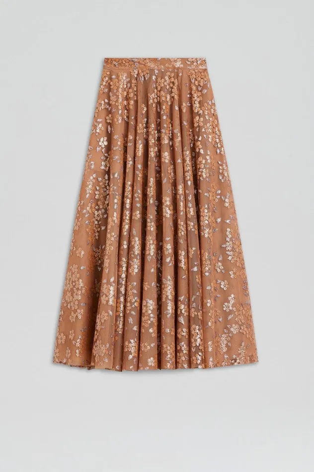 Skirts Women Scanlan Theodore TINSEL FLORAL SKIRT Spice Skirts Women Scanlan Theodore TINSEL FLORAL SKIRT Spice
