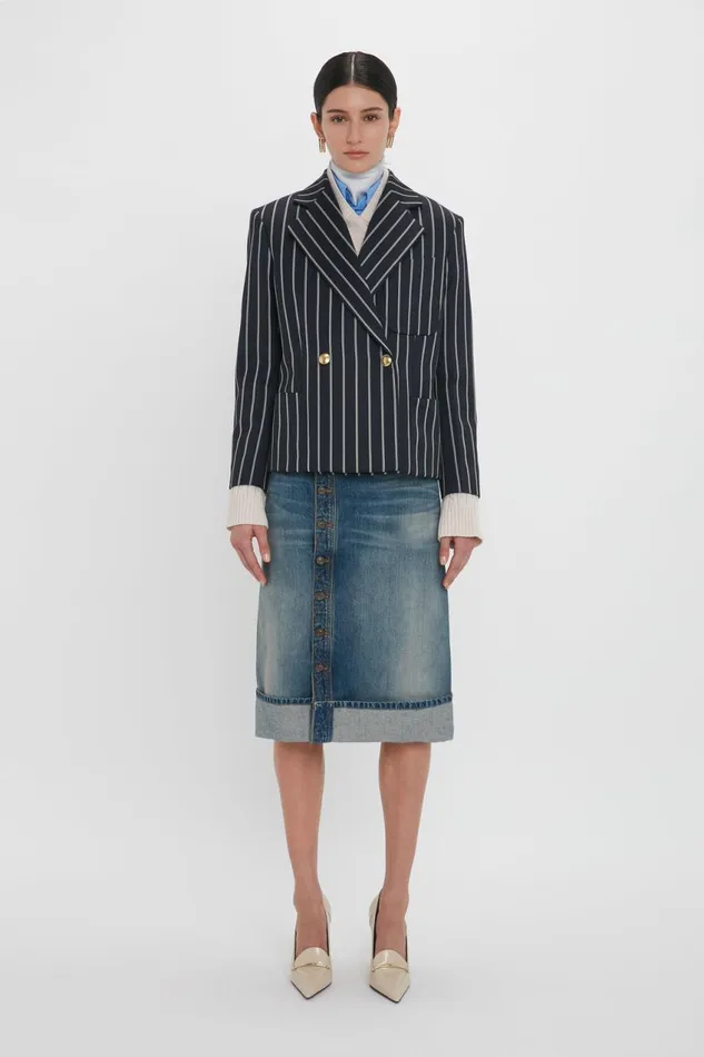 Skirts Women Victoria Beckham Placket Detail Denim Skirt In Heavy Vintage Indigo Wash Skirts Women Victoria Beckham Placket Detail Denim Skirt In Heavy Vintage Indigo Wash