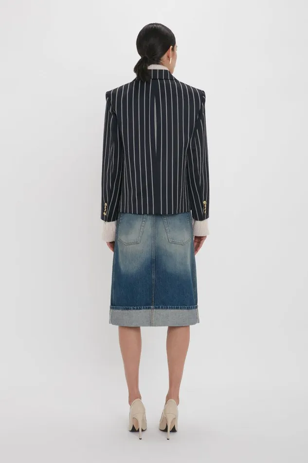 Skirts Women Victoria Beckham Placket Detail Denim Skirt In Heavy Vintage Indigo Wash