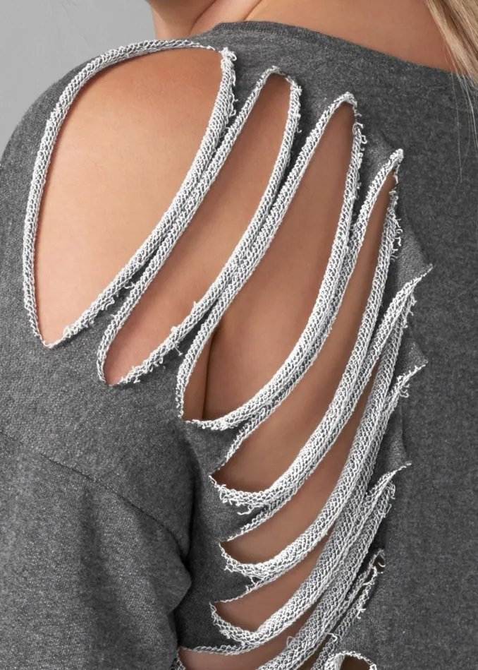 SLASH DETAIL SWEATSHIRT Dark Heather Grey Women VENUS Sweatshirts and Hoodies