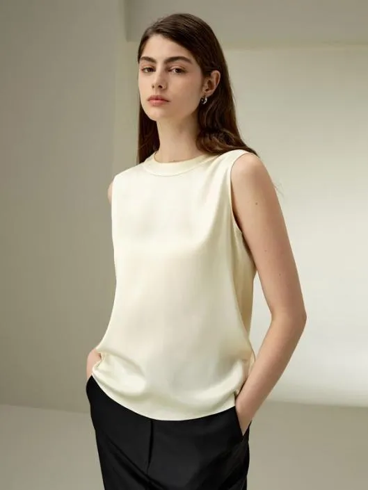 Sleeveless Silk Crewneck Top Women Blouses Lilysilk Shirts