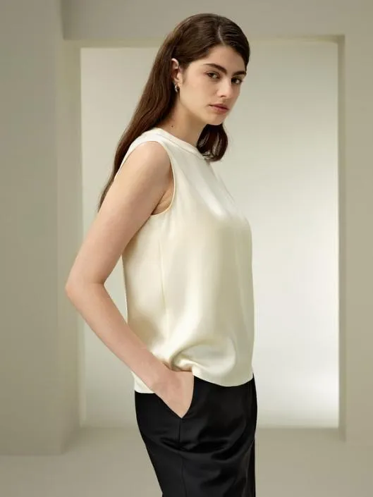 Sleeveless Silk Crewneck Top Women Blouses Lilysilk Shirts