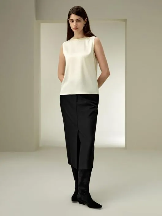 Sleeveless Silk Crewneck Top Women Blouses Lilysilk Shirts