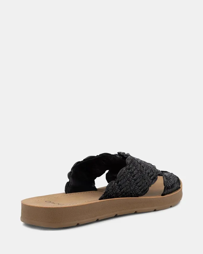 Slides NOVO Shoes Women THIAGO BLACK RAFFIA Sandals