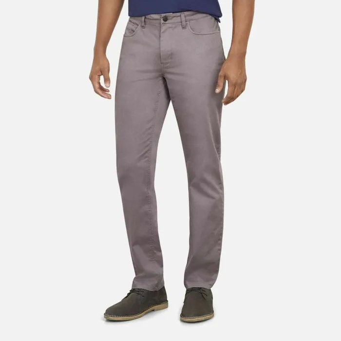 Slim Stretch Chinos In Cotton Sateen Grey Men Kenneth Cole Bottoms