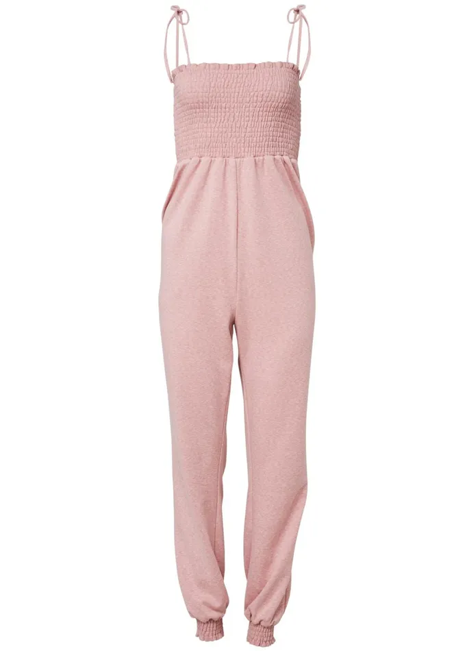 SMOCKED LOUNGE JUMPSUIT Heathered Pink Women VENUS Jumpsuits
