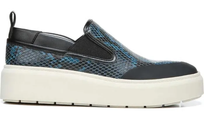 Sneakers Women Franco Sarto Franco Lazer Platform Slip On Sneaker Pacific Blue Faux Leather