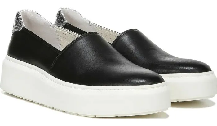 Sneakers Women Franco Sarto Franco Lodi 2 Platform Slip On Sneaker Black Snake Print Faux Leather