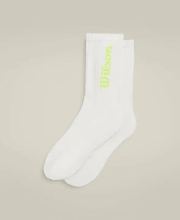 Socks Women Wilson Crew Sock Bright White Tennis Ball Yellow