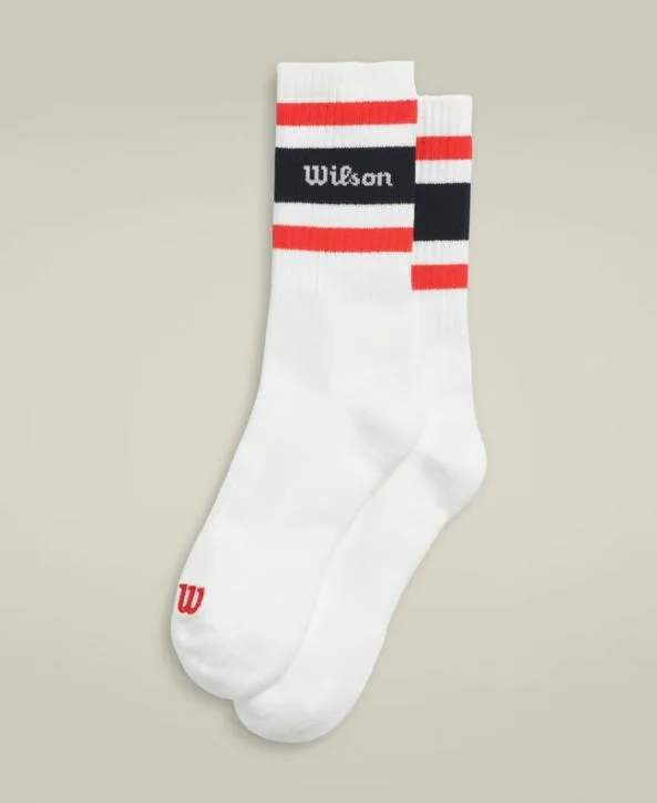 Socks Women Wilson Crew Stripe Script Sock Bright White Infrared