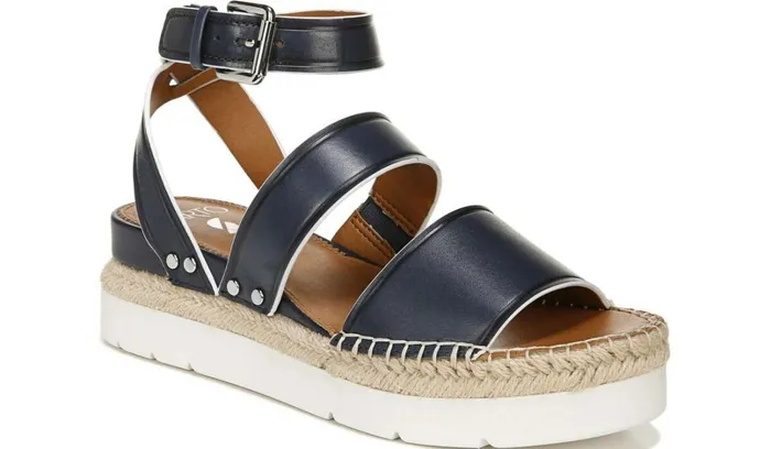 Sport Sandals Women Franco Sarto Sarto Calvin Wedge Sandal Navy Leather