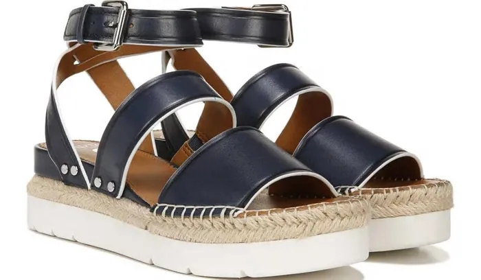 Sport Sandals Women Franco Sarto Sarto Calvin Wedge Sandal Navy Leather