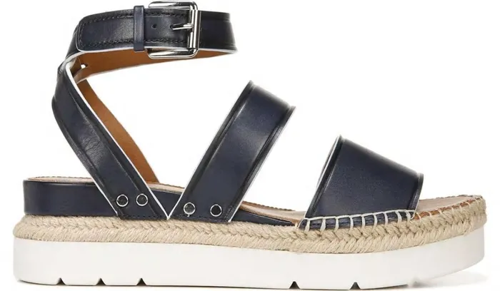 Sport Sandals Women Franco Sarto Sarto Calvin Wedge Sandal Navy Leather