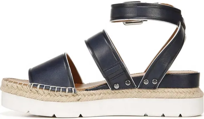 Sport Sandals Women Franco Sarto Sarto Calvin Wedge Sandal Navy Leather