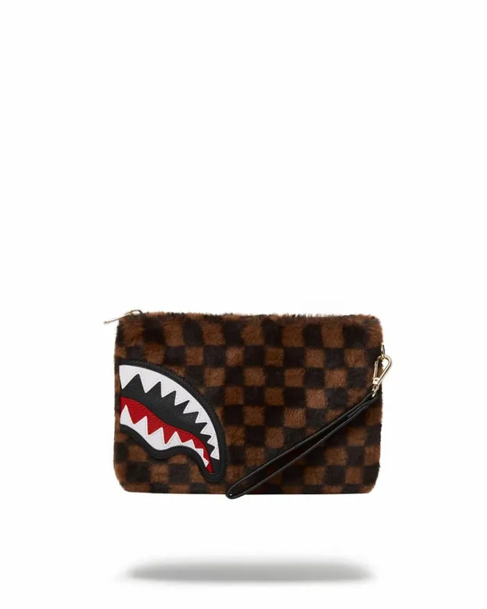 SPRAYGROUND FURRR SHARKS IN PARIS CROSSOVER CLUTCH Bags