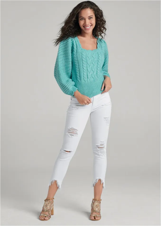 SQUARE NECK SWEATER Aqua Women VENUS Pullover SQUARE NECK SWEATER Aqua Women VENUS Pullover