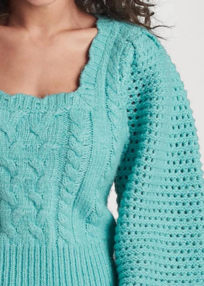 SQUARE NECK SWEATER Aqua Women VENUS Pullover SQUARE NECK SWEATER Aqua Women VENUS Pullover