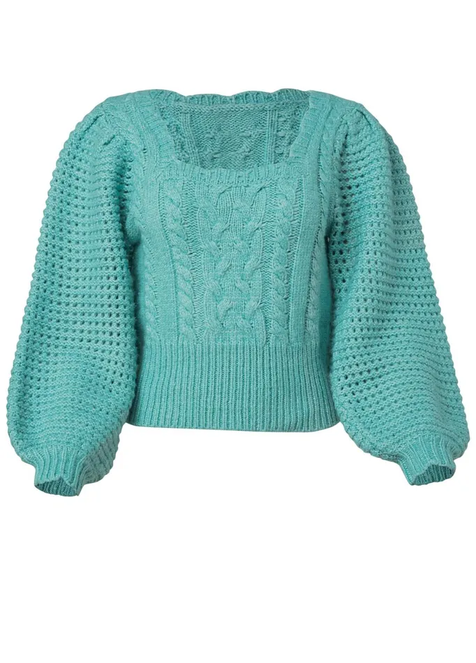SQUARE NECK SWEATER Aqua Women VENUS Pullover SQUARE NECK SWEATER Aqua Women VENUS Pullover