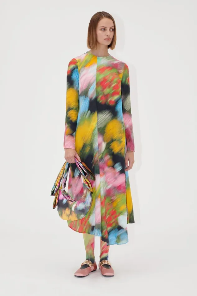 Stine Goya Dresses Draped Asymmetric Midi Dress 8211 Liquid Floral 8211 Women Stine Goya Dresses Draped Asymmetric Midi Dress 8211 Liquid Floral 8211 Women