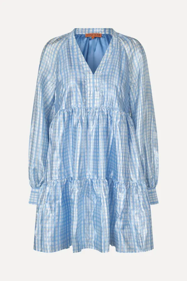 Stine Goya Dresses SGJasmine Dress 8211 Blue Check 8211 Women