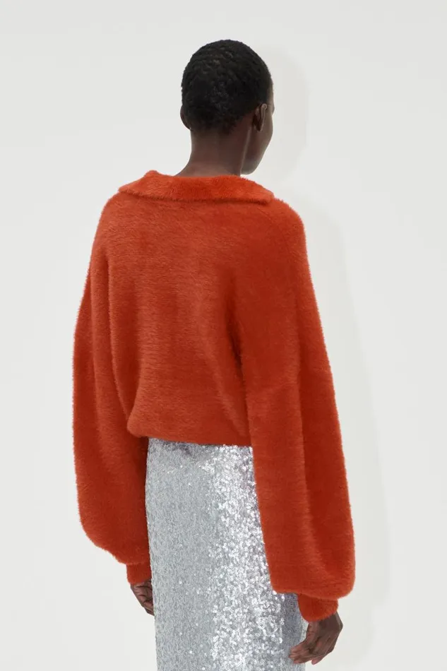 Stine Goya Knitwear Long Sleeve V Neckline Collar Jumper 8211 Red Ochre 8211 Women