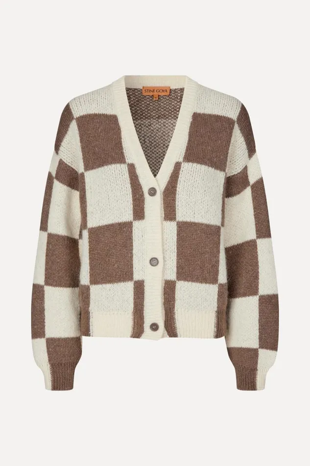 Stine Goya Knitwear SGAmara Cardigan 8211 Brown Check 8211 Women