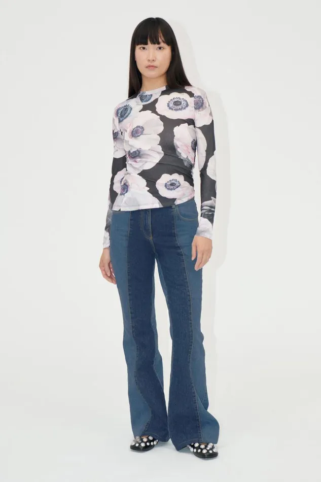 Stine Goya Pants Denim Flared Pants 8211 Two Tone Denim 8211 Women