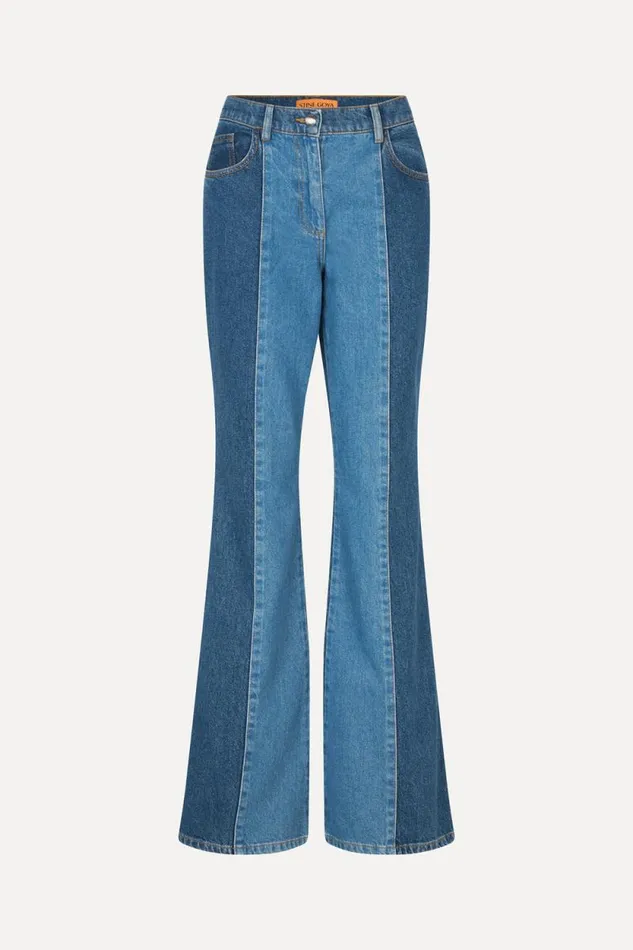 Stine Goya Pants Denim Flared Pants 8211 Two Tone Denim 8211 Women