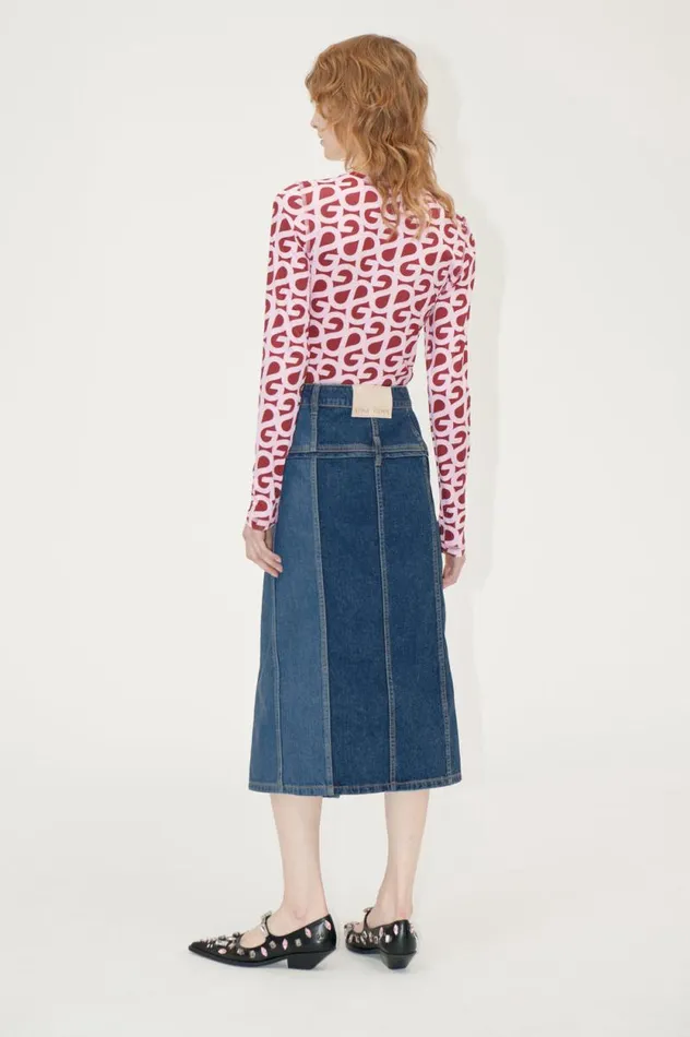 Stine Goya Skirts and Shorts Denim Midi Skirt 8211 Two Tone Denim 8211 Women