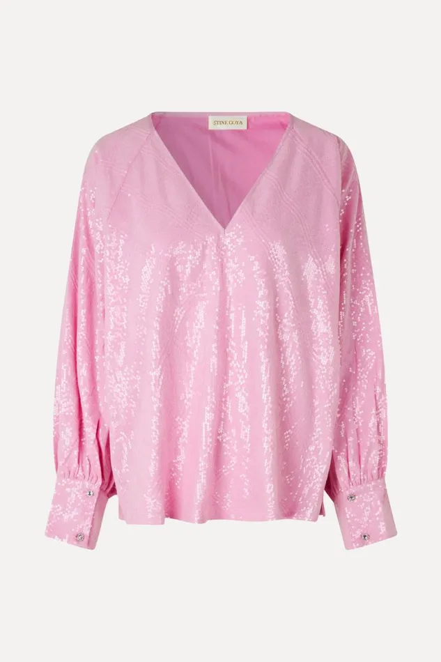Stine Goya Tops and Shirts Sandrine Blouse 8211 Liquified Grid Pink 8211 Women