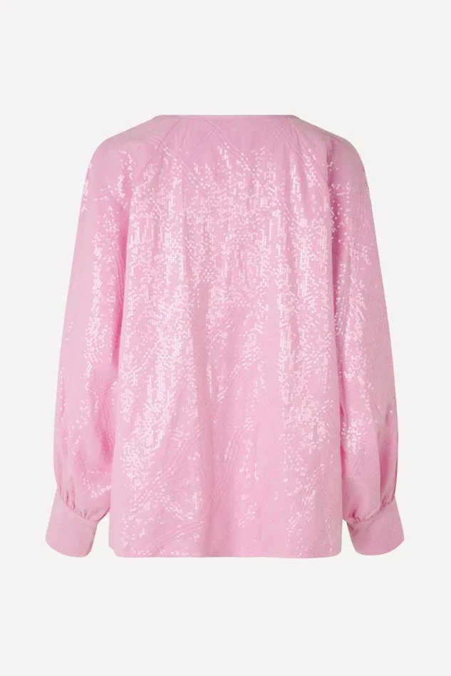 Stine Goya Tops and Shirts Sandrine Blouse 8211 Liquified Grid Pink 8211 Women