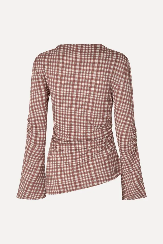 Stine Goya Tops and Shirts SGClementine Blouse 8211 Brown Check 8211 Women