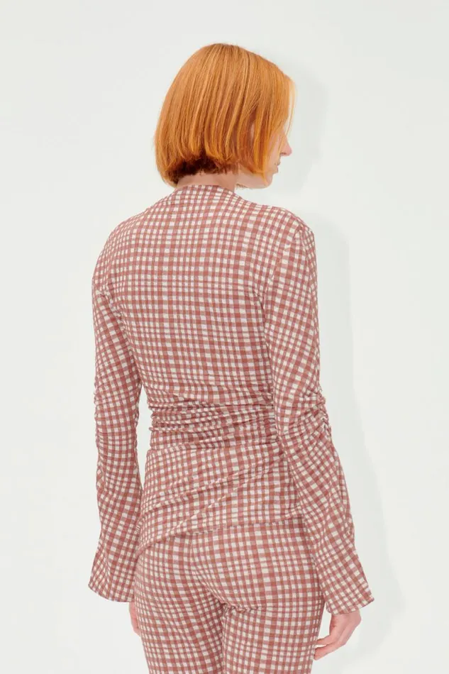 Stine Goya Tops and Shirts SGClementine Blouse 8211 Brown Check 8211 Women