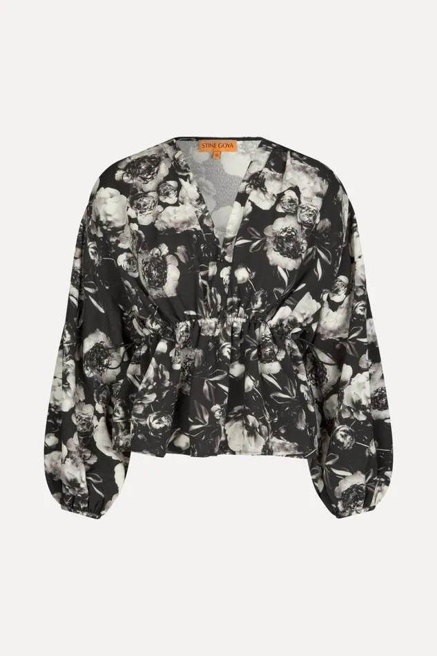 Stine Goya Tops and Shirts Toni Blouse 8211 Metalized Peonies 8211 Women