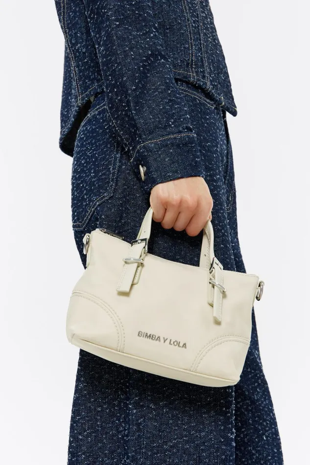 Stone White Nylon Mini Shopper Bag Stonewhite Women Bimba Y Lola Crossbody Bags