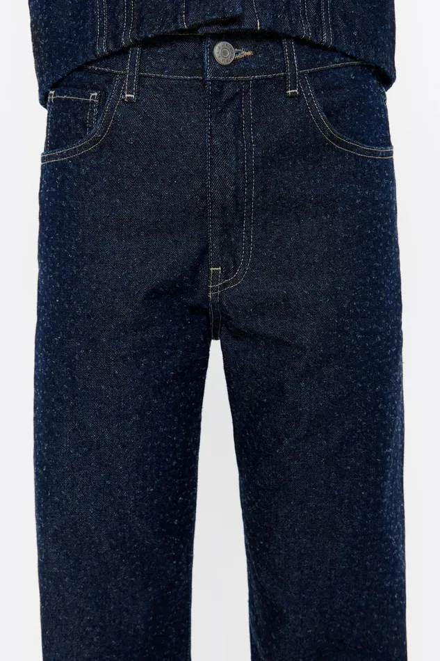 STRAIGHT CROPPED 8211 Dark Blue Perforated Jeans Dark Denim Blue Women Bimba Y Lola Trousers STRAIGHT CROPPED 8211 Dark Blue Perforated Jeans Dark Denim Blue Women Bimba Y Lola Trousers