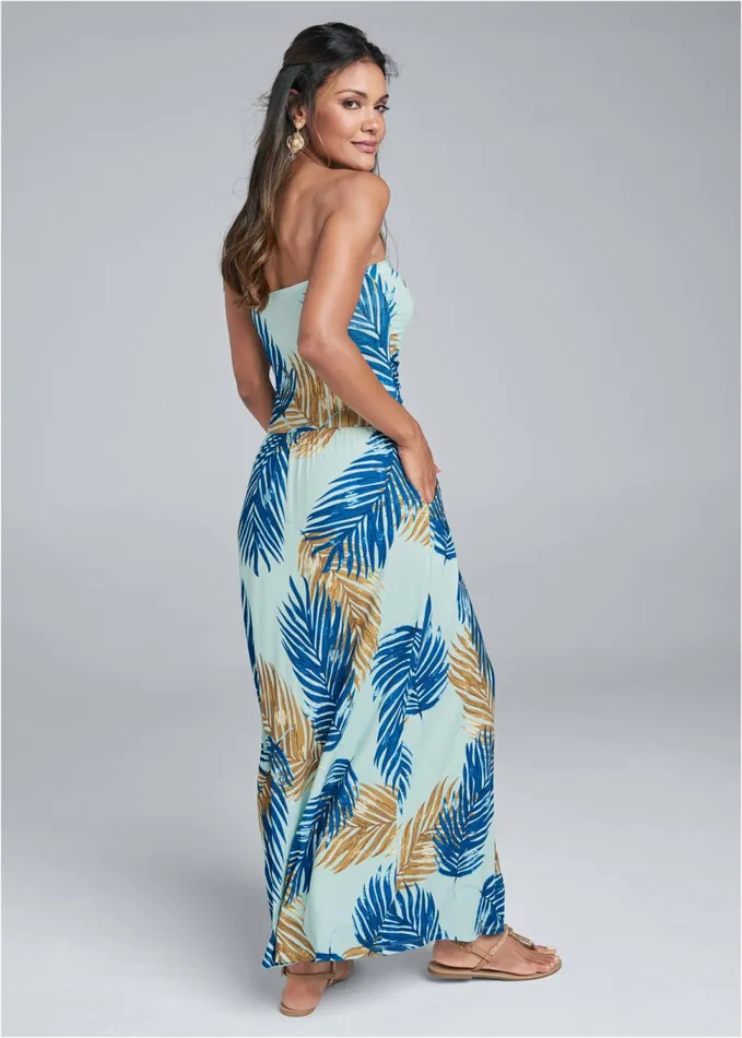 STRAPLESS MAXI DRESS Blue Multi Women VENUS Sundresses